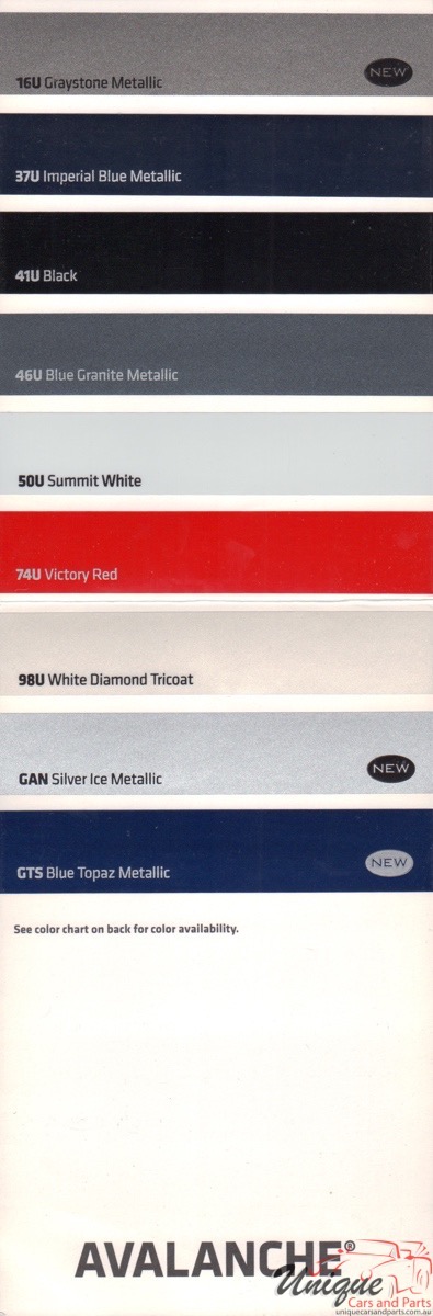 2012 GM Avalanche Corporate Paint Charts 1